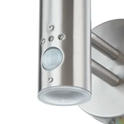 Lindby buitenwandlamp Noemi, sensor, grijs, roestvrij staal, 34cm