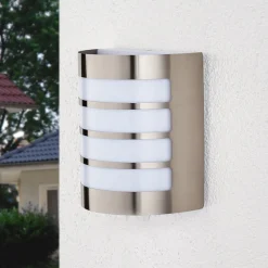 Lindby buitenwandlamp Noyan, 20 cm, roestvrij staal, IP44, E27