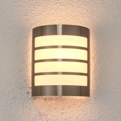 Lindby buitenwandlamp Noyan, 20 cm, roestvrij staal, IP44, E27