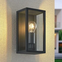 Lindby buitenwandlamp Peldar, helder, 1-lamp, 26cm, metaal