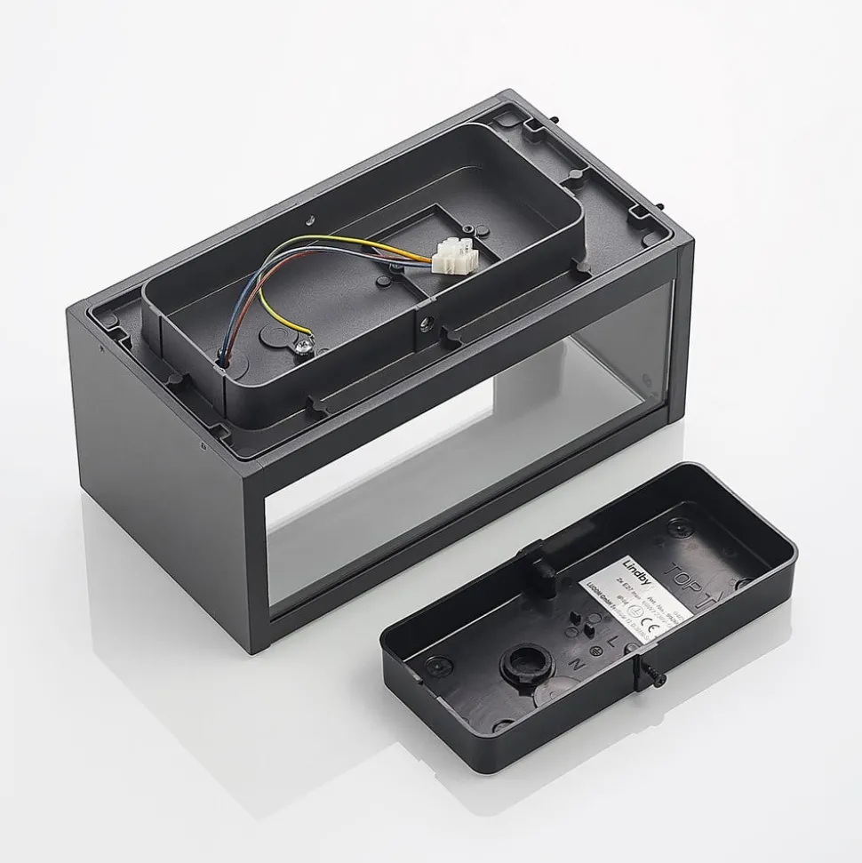 Lindby buitenwandlamp Peldar, helder, 1-lamp, 26cm, metaal