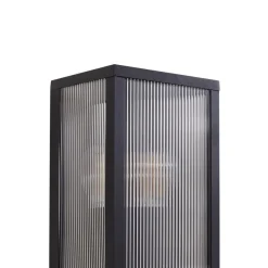 Lindby buitenwandlamp Peldar, sensor, geribbeld, IP44, E27