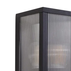 Lindby buitenwandlamp Peldar, sensor, geribbeld, IP44, E27