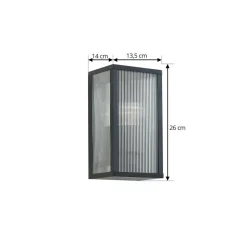 Lindby buitenwandlamp Peldar, 26 cm, geribbeld, IP44, E27