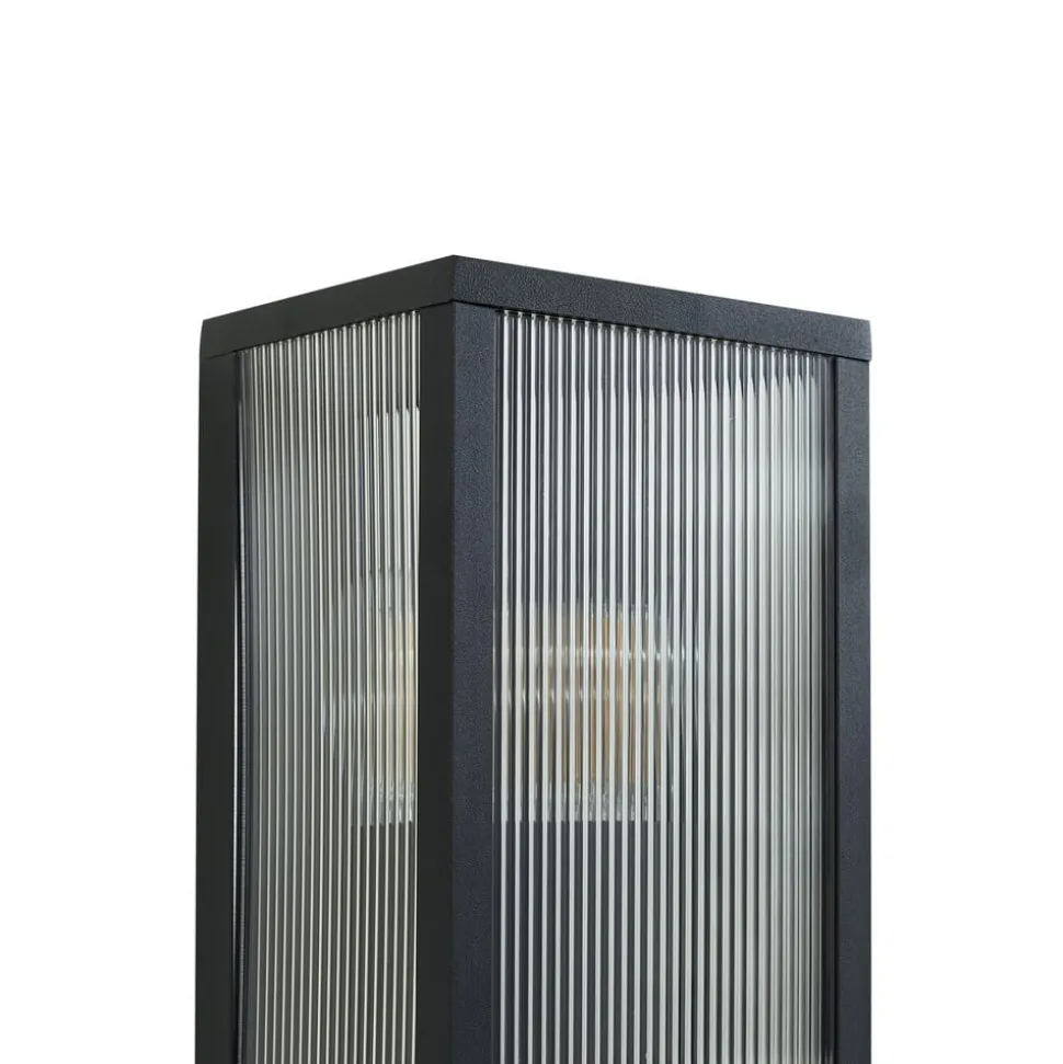 Lindby buitenwandlamp Peldar, 26 cm, geribbeld, IP44, E27