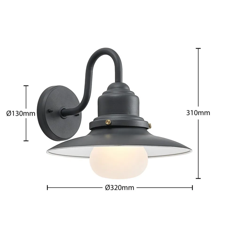 Lindby buitenwandlamp Roisin, antraciet, metaal, 31 cm