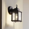 Lindby buitenwandlamp Rurik, zwart, glas, aluminium, E27