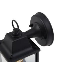 Lindby buitenwandlamp Rurik, zwart, glas, aluminium, E27