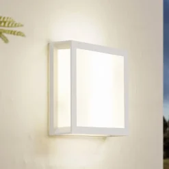 Lindby buitenwandlamp Sivana, wit, aluminium, 26 cm x 26 cm