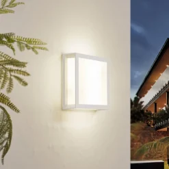 Lindby buitenwandlamp Sivana, wit, aluminium, 26 cm x 26 cm