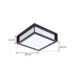 Lindby buitenwandlamp Sivana, zwart, aluminium, 26 cm x 26 cm