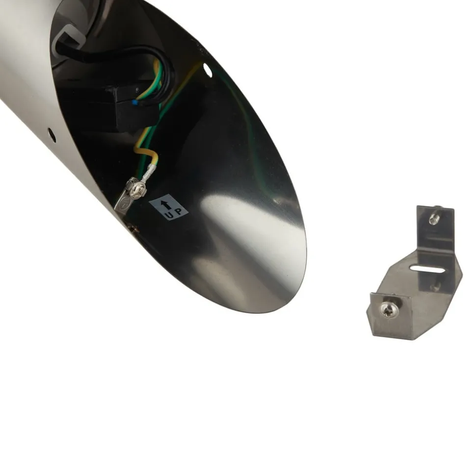 Lindby buitenwandlamp Statius, grijs, roestvrij staal, sensor