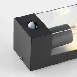 Lindby buitenwandlamp Tilian, sensor, hoogte 25 cm, antraciet