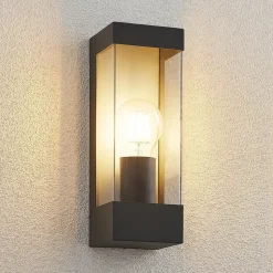 Lindby buitenwandlamp Tilian, hoogte 25 cm, antraciet, staal