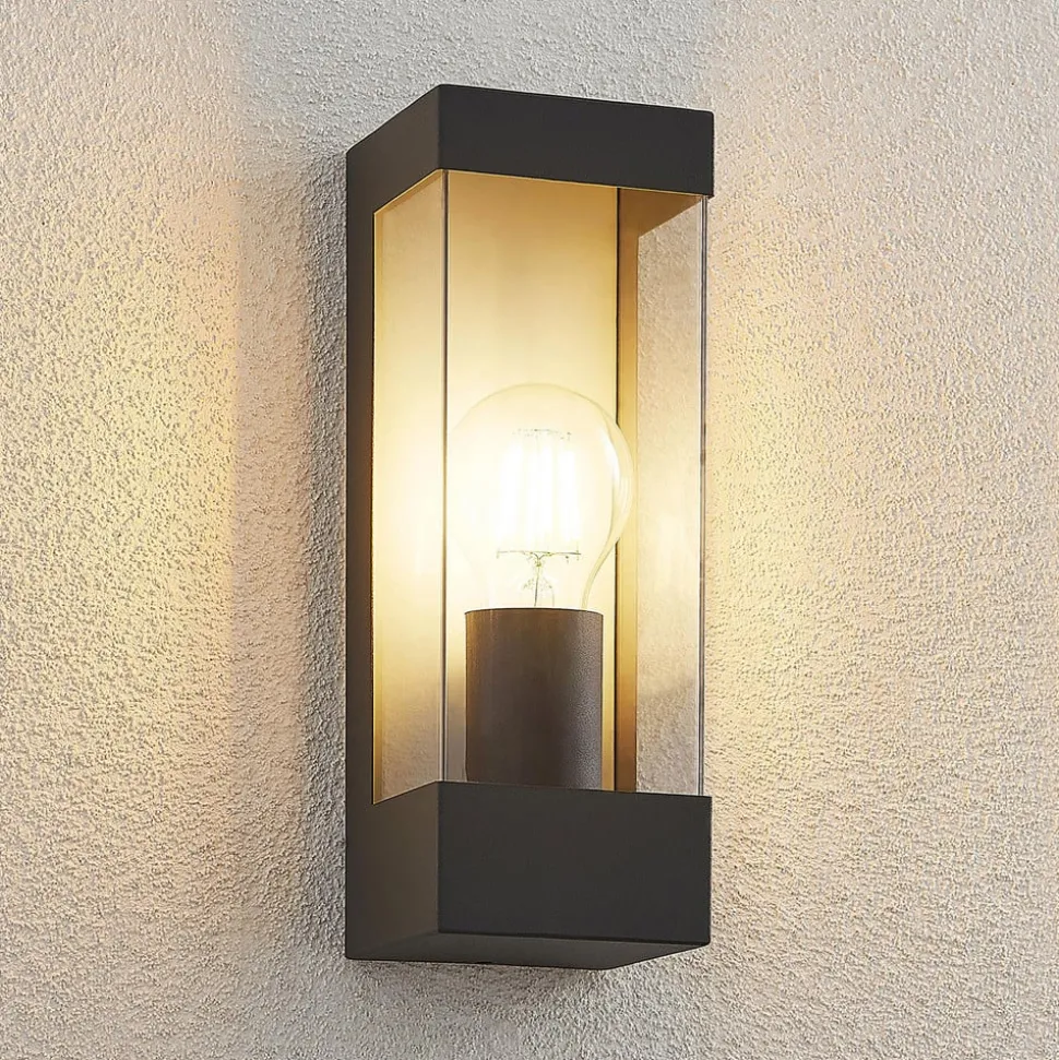 Lindby buitenwandlamp Tilian, hoogte 25 cm, antraciet, staal