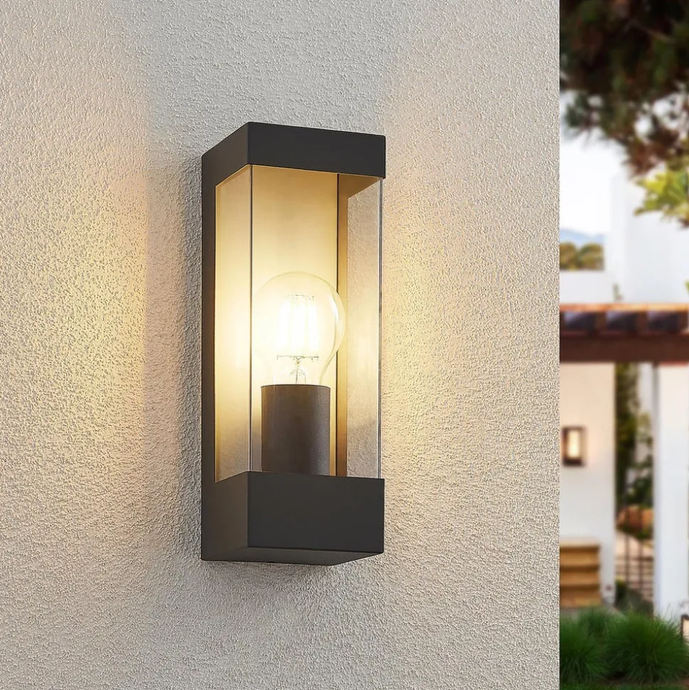 Lindby buitenwandlamp Tilian, hoogte 25 cm, antraciet, staal