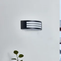 Lindby buitenwandlamp Vimal, E27, 32 cm, zwart, aluminium