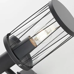 Lindby buitenwandlamp Yonan, hoogte 34 cm, antraciet, sensor