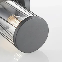 Lindby buitenwandlamp Yonan, hoogte 34 cm, antraciet, sensor