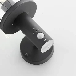 Lindby buitenwandlamp Yonan, hoogte 34 cm, antraciet, sensor