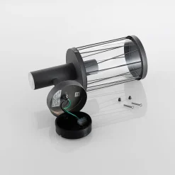 Lindby buitenwandlamp Yonan, hoogte 34 cm, antraciet, sensor