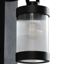 Lindby buitenwandlamp Yrene, 20cm, zwart, sensor, riffle