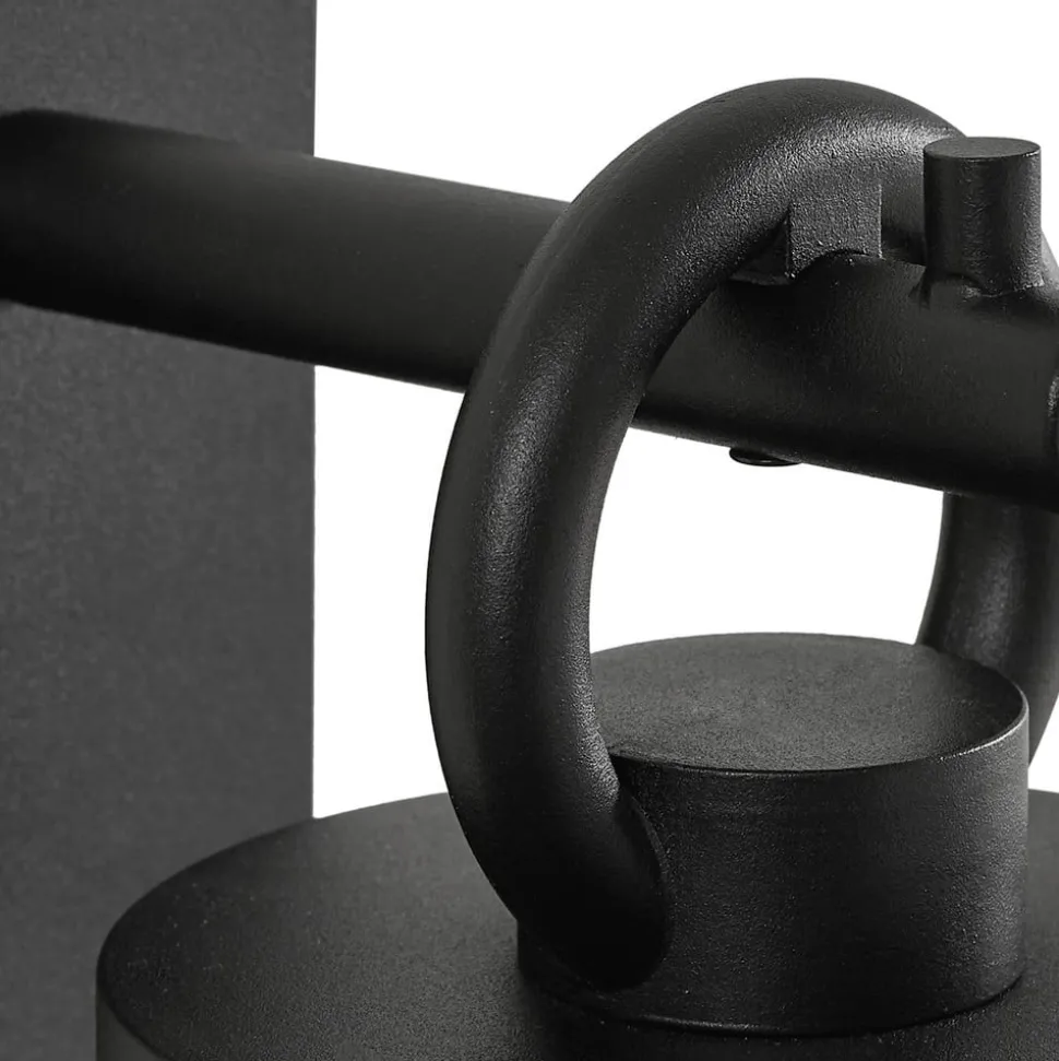 Lindby buitenwandlamp Yrene, 20cm, zwart, sensor, riffle