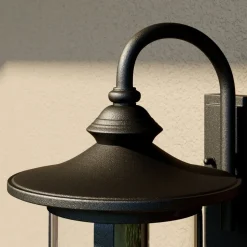 Lindby buitenwandlamp Zayn, zwart, glas, hoogte 33cm, IP23