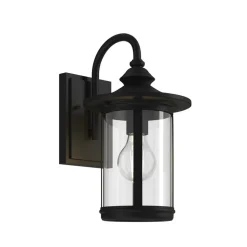 Lindby buitenwandlamp Zayn, zwart, glas, hoogte 33cm, IP23