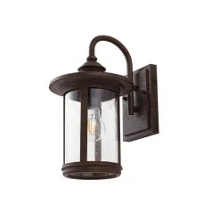 Lindby buitenwandlamp Zayn, roestkleurig, glas, IP23