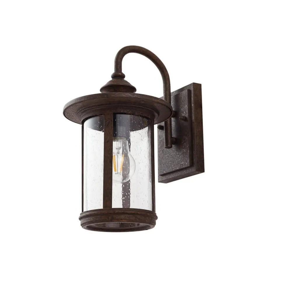 Lindby buitenwandlamp Zayn, roestkleurig, glas, IP23