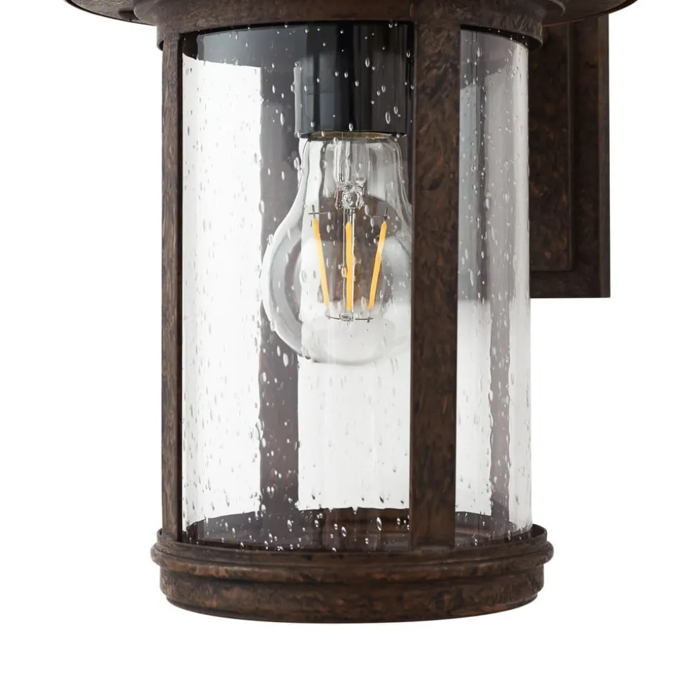 Lindby buitenwandlamp Zayn, roestkleurig, glas, IP23