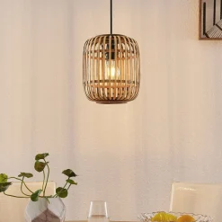 Lindby Canyana hanglamp, naturel, rotan, Ø 22 cm