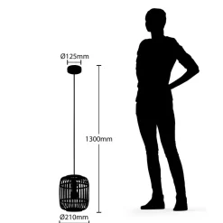 Lindby Canyana hanglamp, naturel, rotan, Ø 22 cm