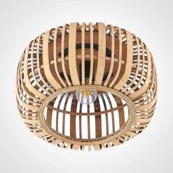 Lindby Canyana plafondlamp, naturel, rotan, Ø 40 cm