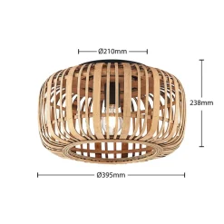 Lindby Canyana plafondlamp, naturel, rotan, Ø 40 cm