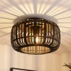 Lindby Canyana plafondlamp, zwart, rotan, Ø 40 cm