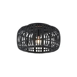 Lindby Canyana plafondlamp, zwart, rotan, Ø 40 cm