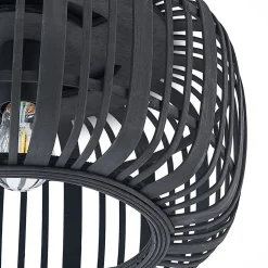 Lindby Canyana plafondlamp, zwart, rotan, Ø 40 cm