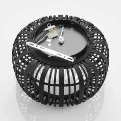 Lindby Canyana plafondlamp, zwart, rotan, Ø 40 cm