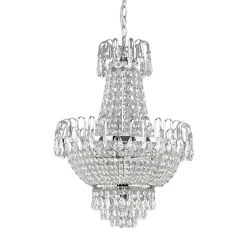 Lindby Casparia kroonluchter, chroomkleurig, kristal, E14