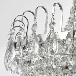 Lindby Casparia kroonluchter, chroomkleurig, kristal, E14