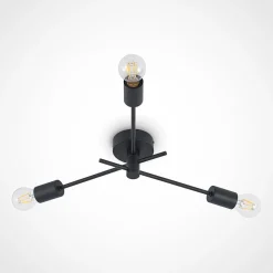 Lindby Cerros plafondlamp, 3-lamps, zwart, metaal