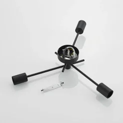Lindby Cerros plafondlamp, 3-lamps, zwart, metaal