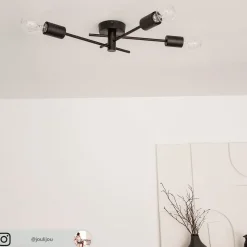 Lindby Cerros plafondlamp, 3-lamps, zwart, metaal