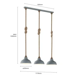 Lindby Chaby hanglamp in betonlook, 3-lamps