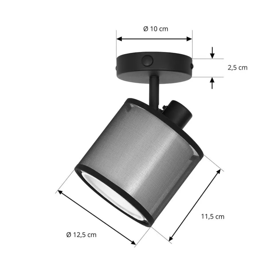Lindby Chizoma plafondspot 1-lamp kap van stof