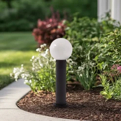 Lindby Dangan sokkellamp, wit, hoogte 60 cm, glas, metaal