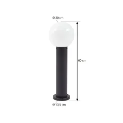 Lindby Dangan sokkellamp, wit, hoogte 60 cm, glas, metaal