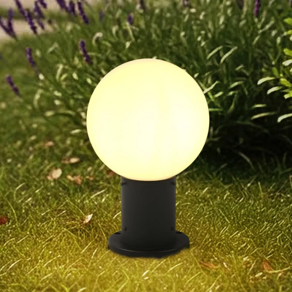 Lindby Dangan sokkellamp, wit, hoogte 32 cm, glas, metaal